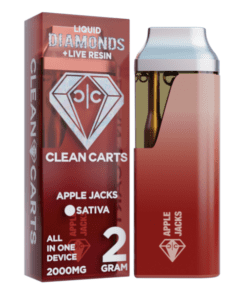 A premium Clean Carts Apple Jacks vape cartridge featuring a sweet and spicy apple-cinnamon flavor for a smooth and nostalgic vaping experience.