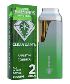 A premium Clean Carts Disposable Appletini vape offering a crisp and refreshing green apple flavor with a hint of sweetness for a smooth and convenient vaping experience.