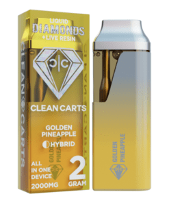 A premium Clean Carts Golden Pineapple vape cartridge featuring a tropical and juicy pineapple flavor for a smooth, sweet, and refreshing vaping experience.