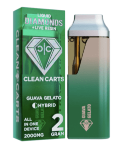 A premium Clean Carts Guava Gelato vape cartridge featuring a tropical guava flavor blended with creamy gelato notes for a smooth, sweet, and exotic vaping experience.