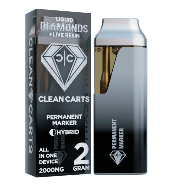 A sleek Clean Carts Permanent Marker vape cartridge with bold, unique flavor branding, showcasing a smooth and premium vaping experience.