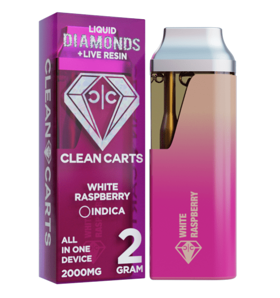 A premium Clean Carts White Raspberry vape cartridge featuring a sweet and tangy blend of white raspberry flavor for a smooth and flavorful vaping experience.