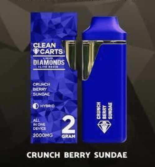 A premium Clean Carts Crunch Berry Sundae vape cartridge featuring a delightful blend of sweet berry cereal and creamy sundae flavors for a smooth, nostalgic, and dessert-inspired vaping experience.